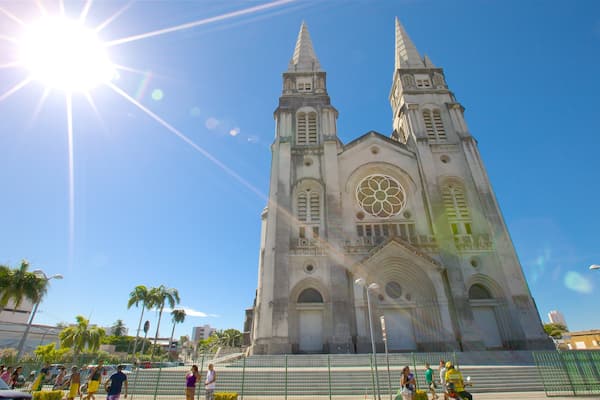 Metropolitan Cathedral of Fortaleza showing a church or cathedral and street scenes