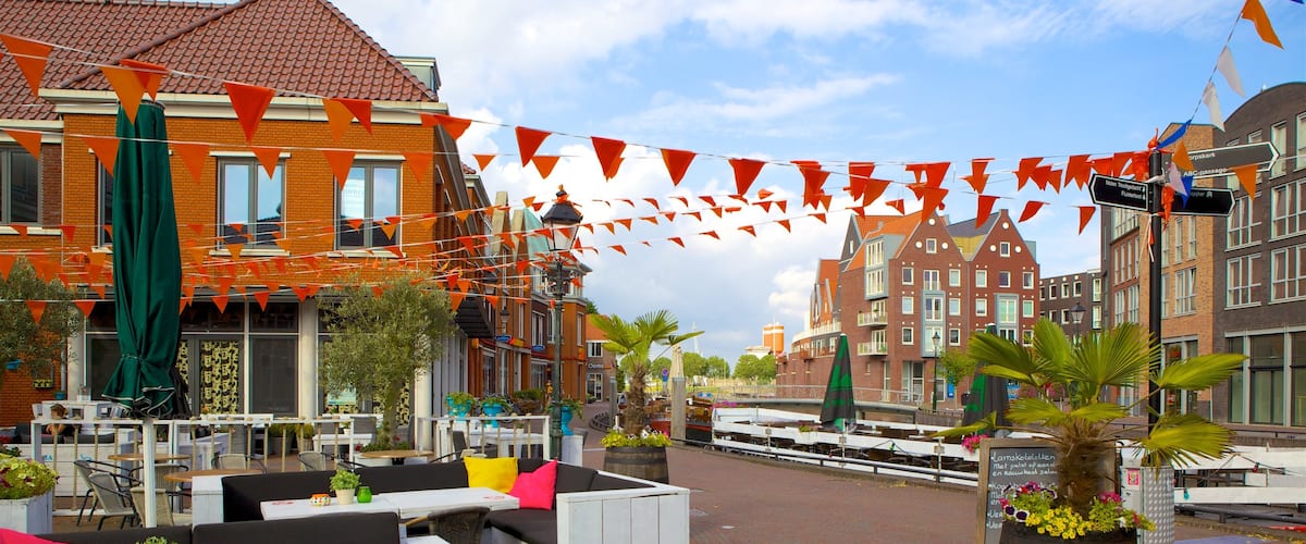 South Holland which includes a square or plaza and outdoor eating