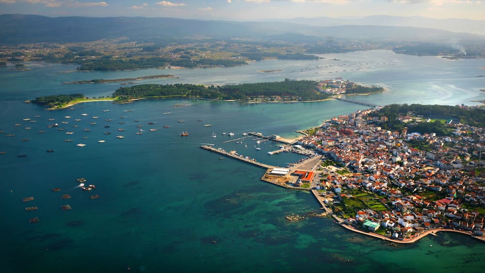 Pontevedra Provinz das einen allgemeine Küstenansicht und Küstenort