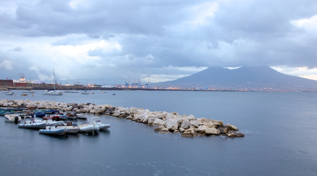 Castel dell\'Ovo featuring landscape views, general coastal views and a bay or harbour