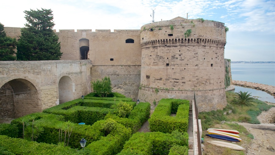 Aragonese Castle showing a castle, heritage architecture and a garden