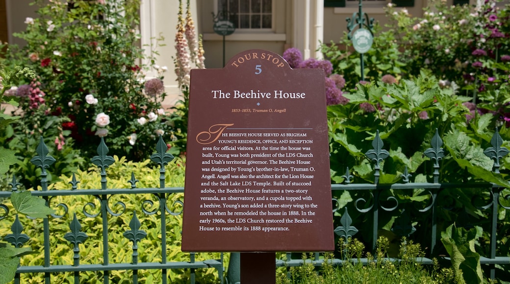 Beehive House featuring signage