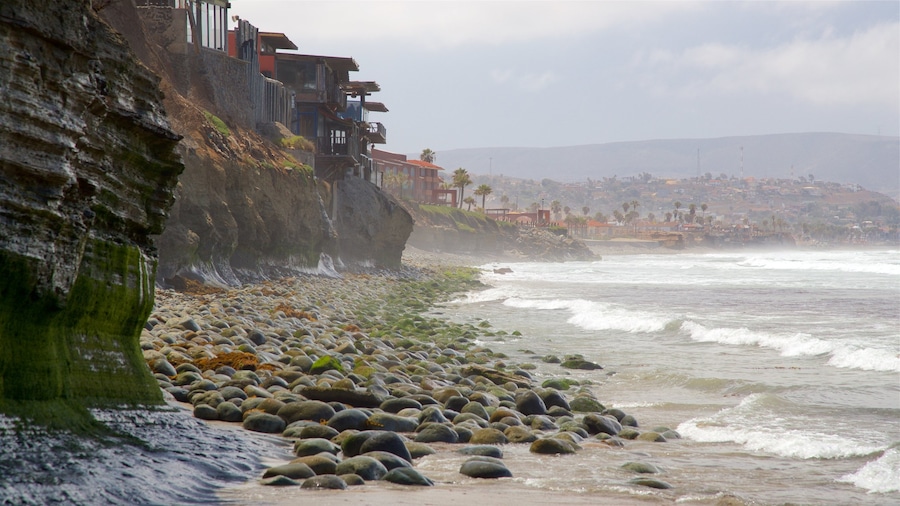 Rosarito showing rocky coastline, general coastal views and landscape views