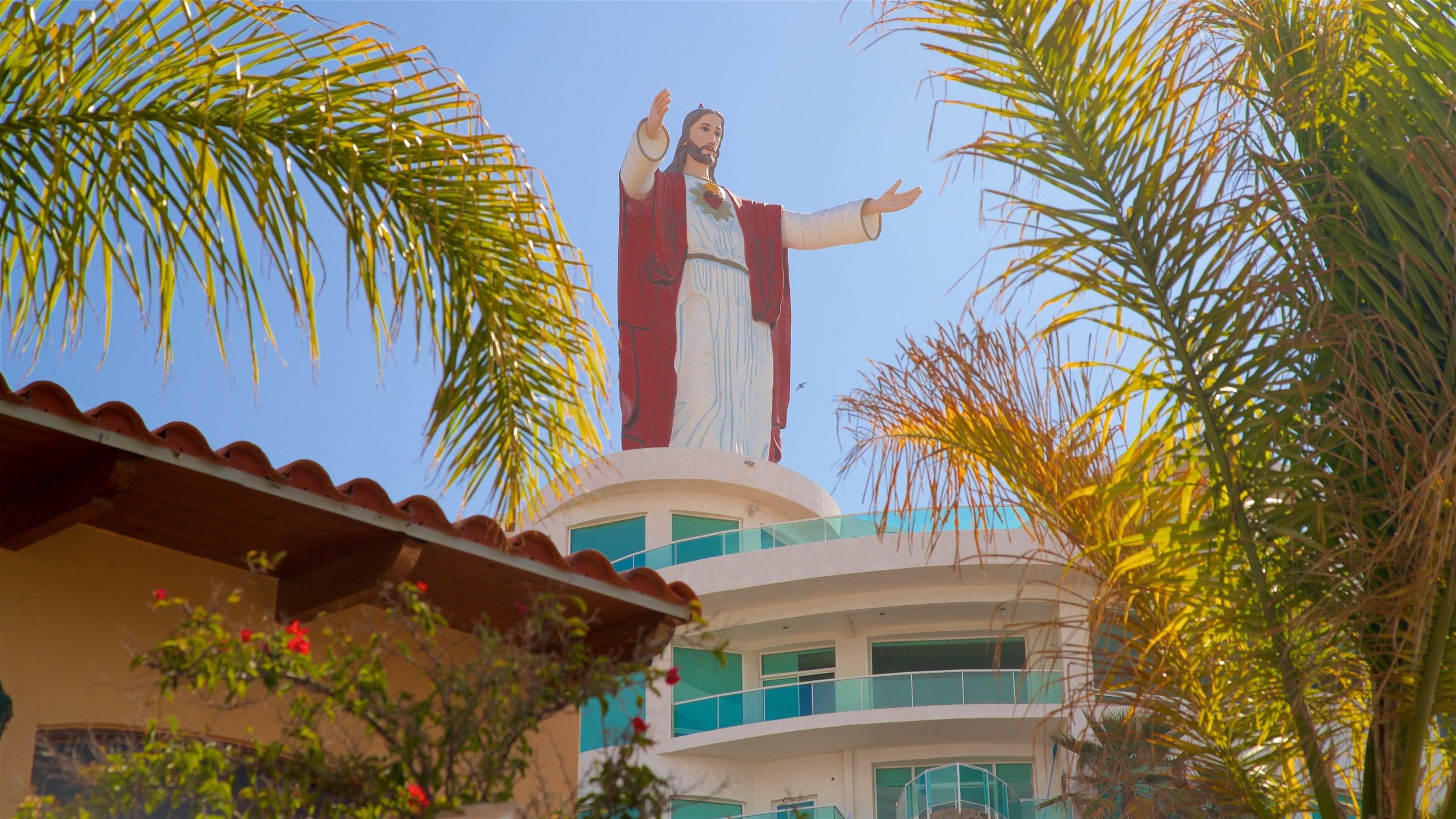 Statue religieuse Cristo del Sagrado Corazón, Playas de Rosarito, Basse-Californie, Mexique