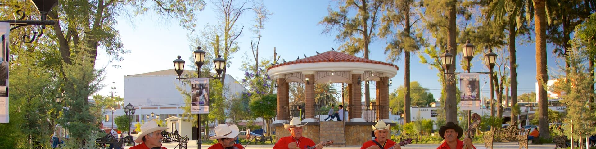 Tecate which includes a square or plaza as well as a small group of people