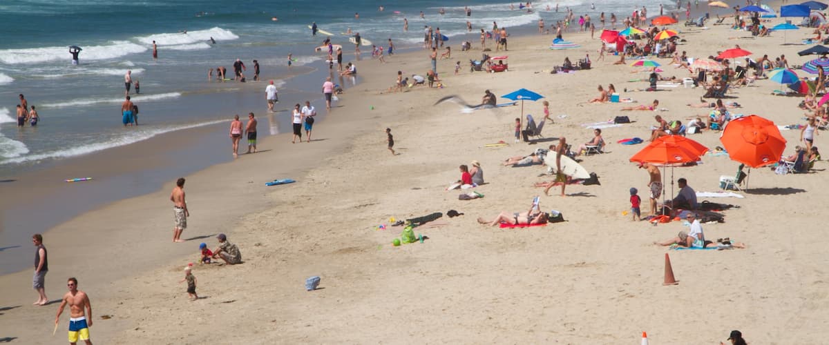 Huntington Beach featuring swimming, a beach and landscape views
