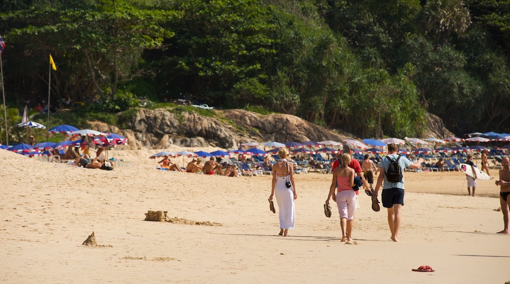 Nai Harn Beach showing a sandy beach, landscape views and tropical scenes