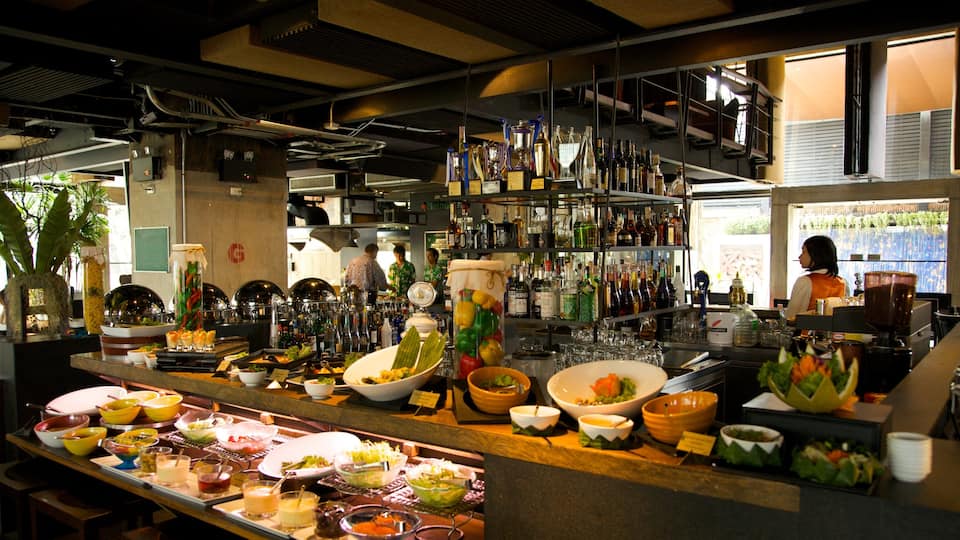 Bangkok which includes interior views and food