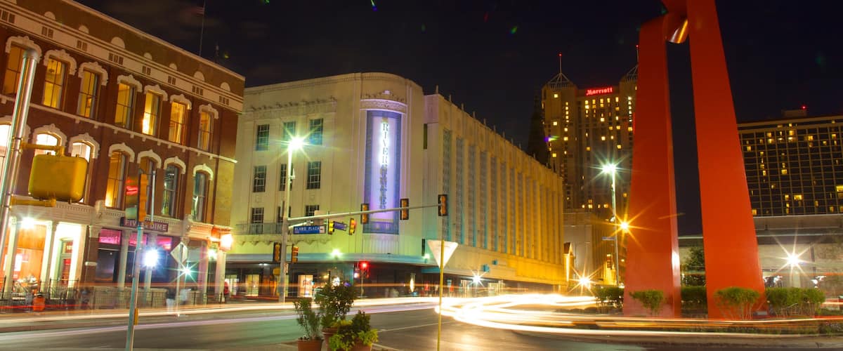 San Antonio featuring night scenes and a city