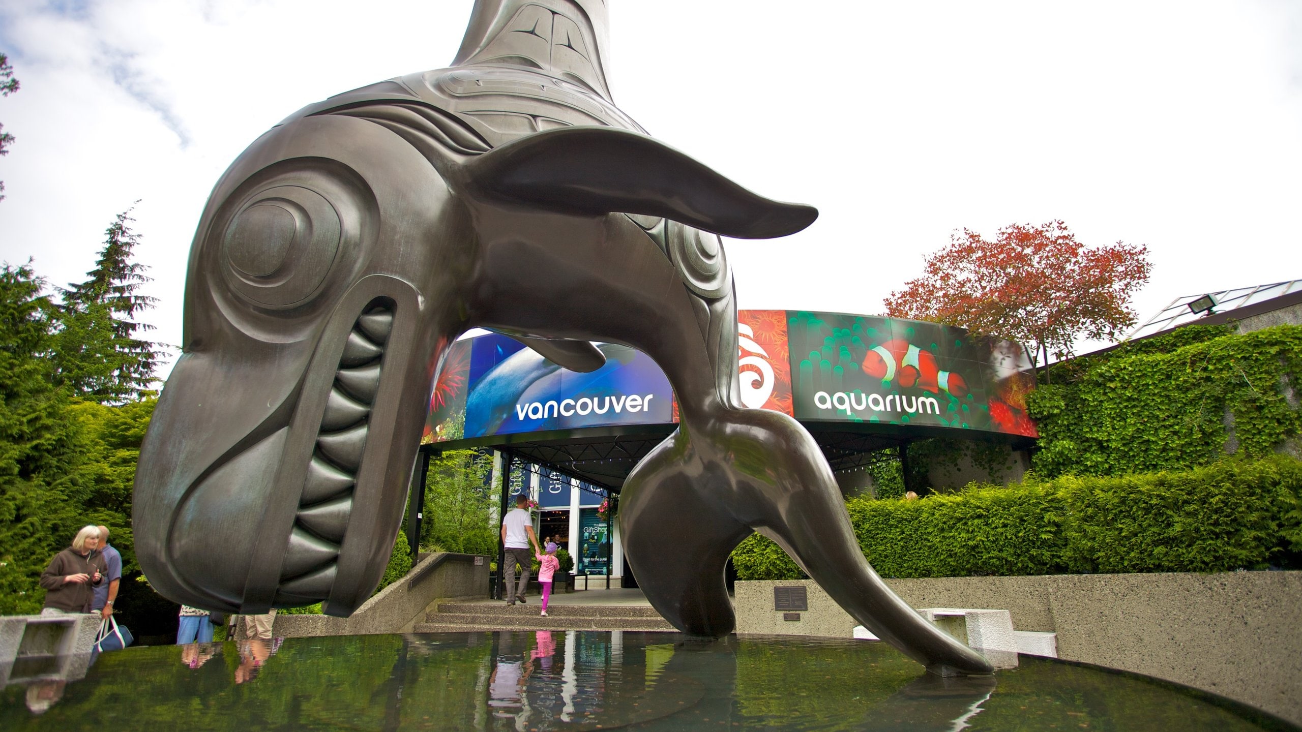 Stanley Park joka esittää merielämä, puutarha ja kyltit