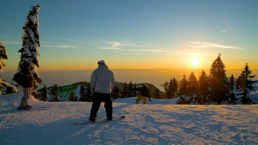 Cypress Mountain which includes landscape views, snow and mountains