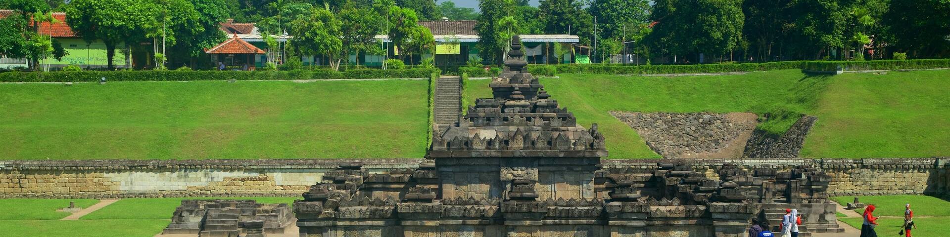 Sambisari Temple featuring a park, heritage elements and heritage architecture