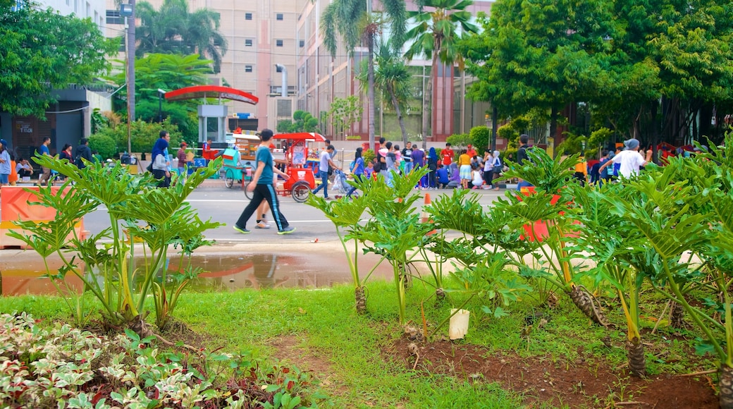 Jakarta showing a garden as well as a small group of people