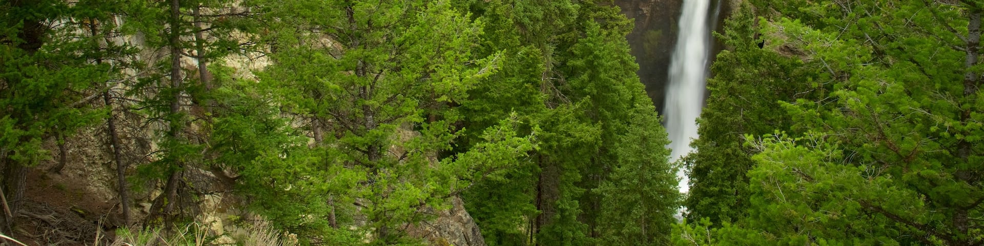 Tower Fall which includes a waterfall