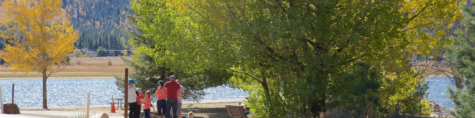 Big Bear Lake mit einem See oder Wasserstelle und Park sowie Familie