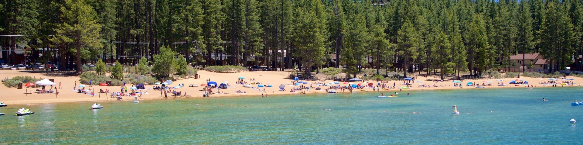 Zephyr Cove som visar en strand, bÄtkörning och kustutsikter