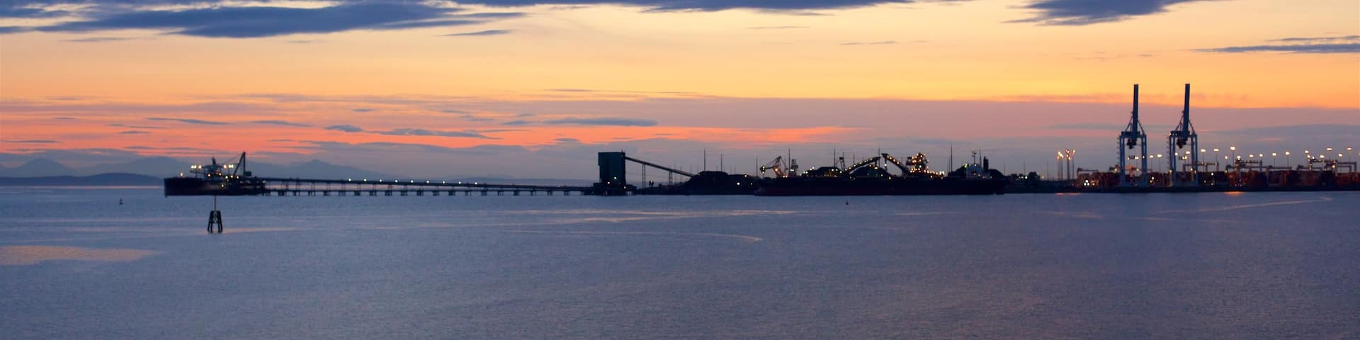 Delta showing a sunset and general coastal views