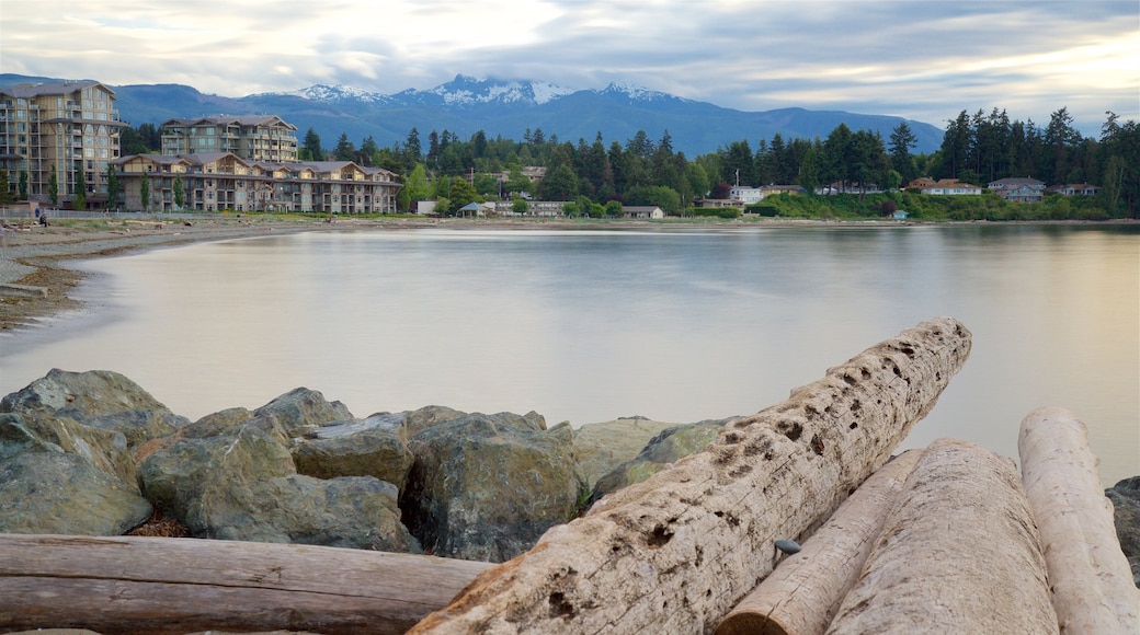 Parksville Beach som visar en liten stad eller by och en sjö eller ett vattenhål