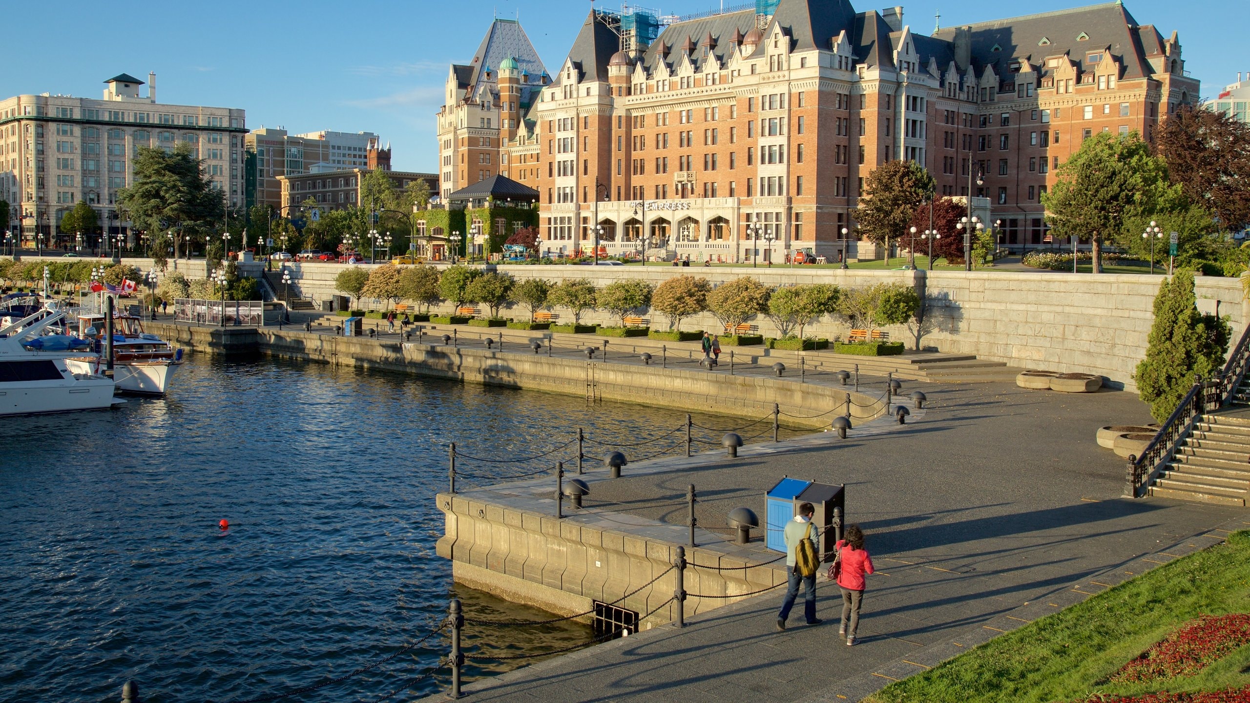Victoria Harbour showing heritage elements and a bay or harbor as well as a couple