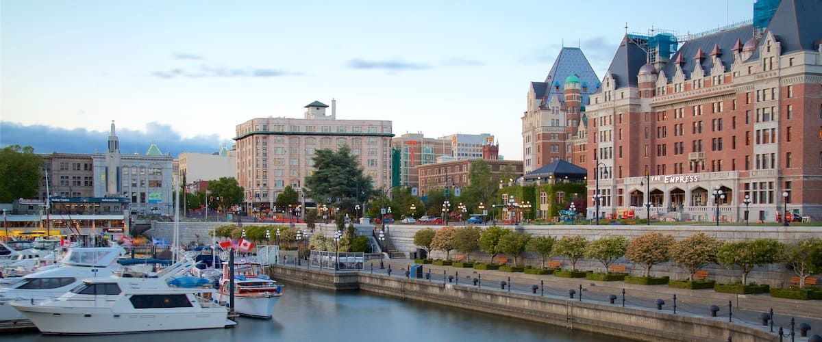 Victoria Harbour featuring heritage elements and a bay or harbor