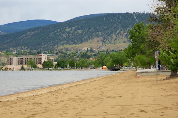 Okanagan Beach johon kuuluu yleiset rantanäkymät, rauhalliset maisemat ja ranta