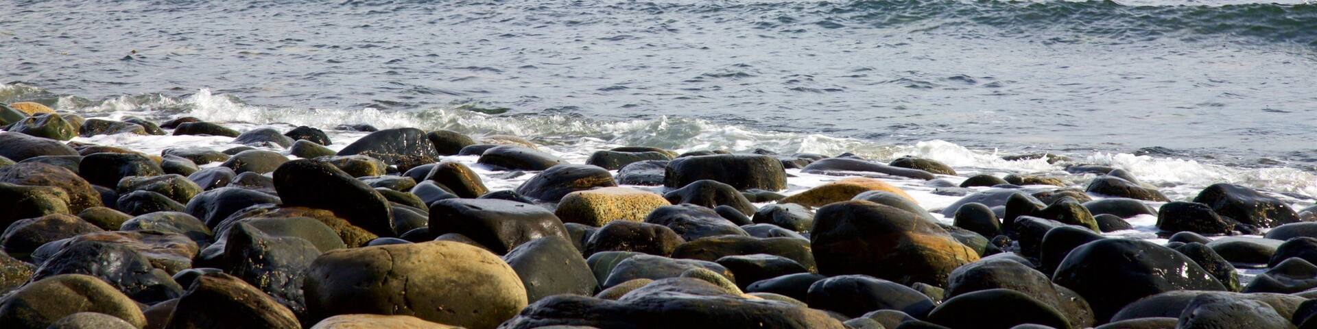British Columbia showing general coastal views and rocky coastline
