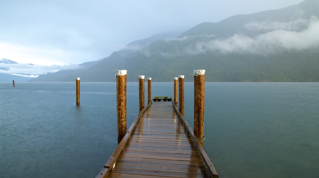 New Denver ofreciendo escenas tranquilas, un lago o espejo de agua y niebla o neblina