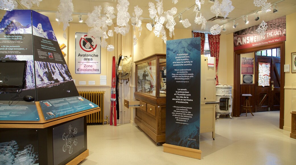 Revelstoke Museum and Archives which includes signage and interior views