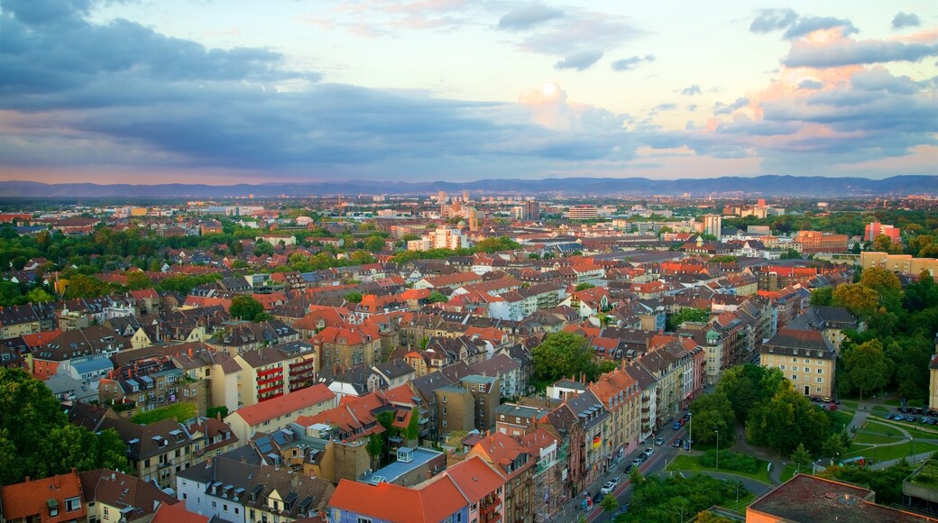 Mannheim featuring a city, heritage elements and a sunset