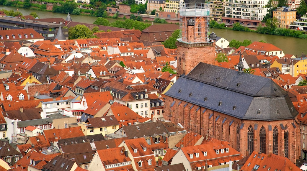 Heidelberg Heiliggeistkirche som visar en stad och historiska element