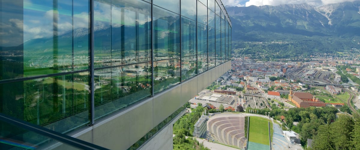 Bergisel Ski Jump featuring tranquil scenes and a city