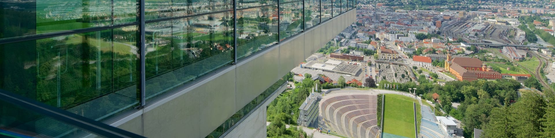 Bergisel Ski Jump featuring tranquil scenes and a city