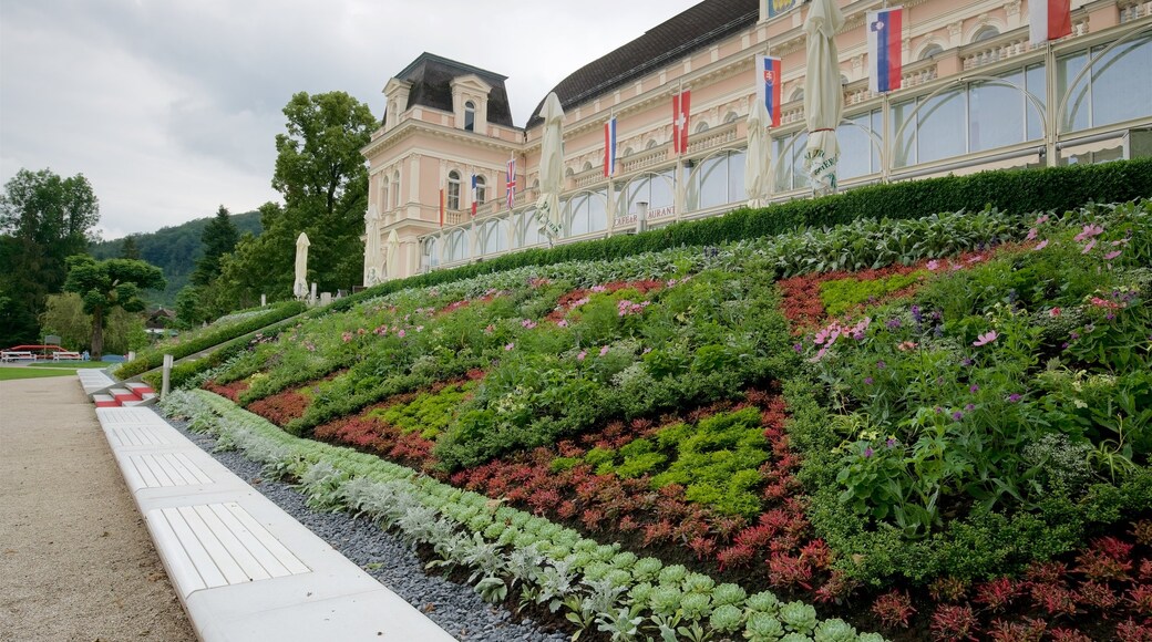 Bad Ischl mostrando elementos de patrimônio, flores e um jardim