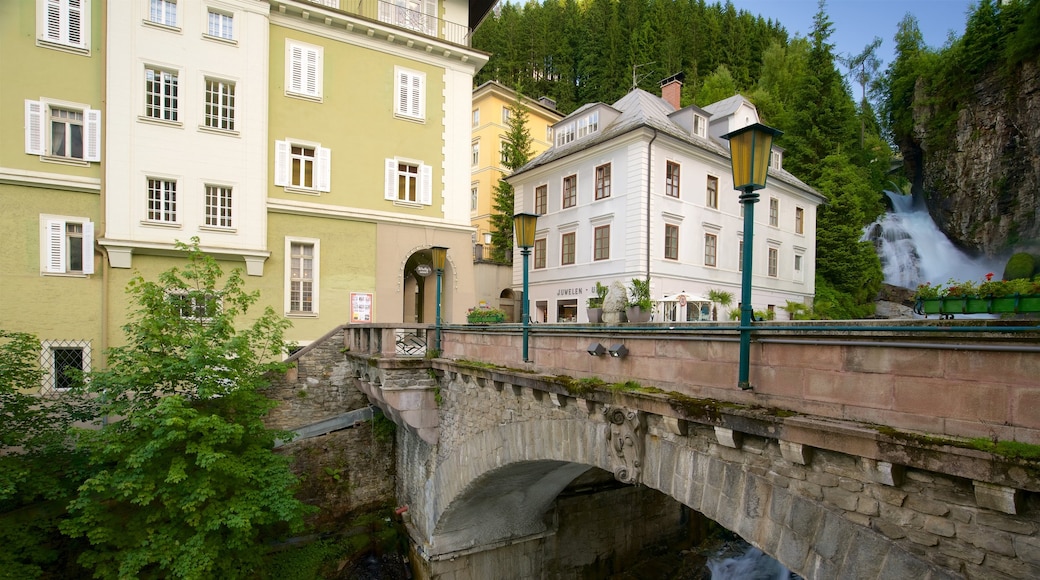 Salzburg inclusief een rivier of beek, een brug en historisch erfgoed