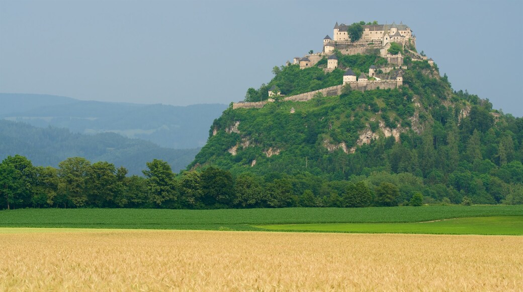 Sankt Georgen am Langsee which includes farmland, a castle and mountains