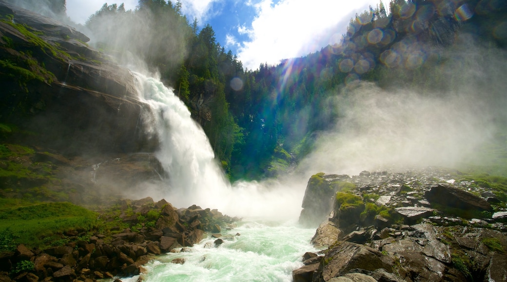 Cataratas Krimmler mostrando una cascada, un río o arroyo y escenas forestales