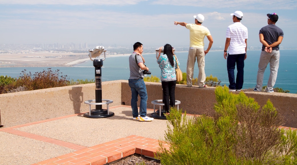 Cabrillo National Monument which includes a bay or harbour, a monument and general coastal views