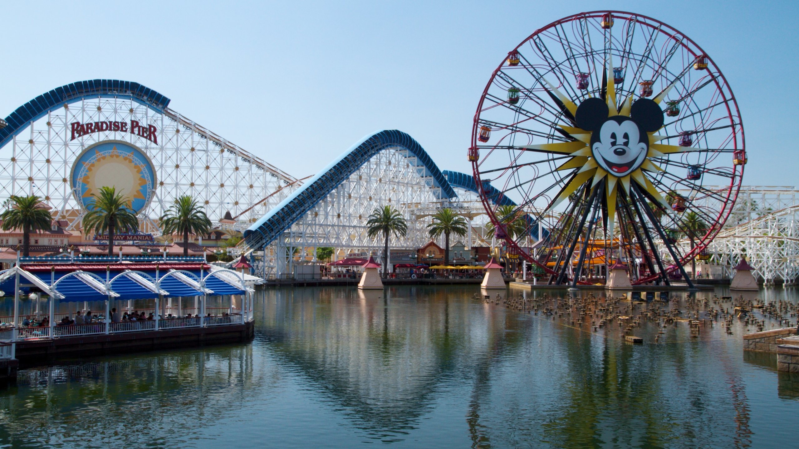 Disney California Adventure® Park showing signage and rides