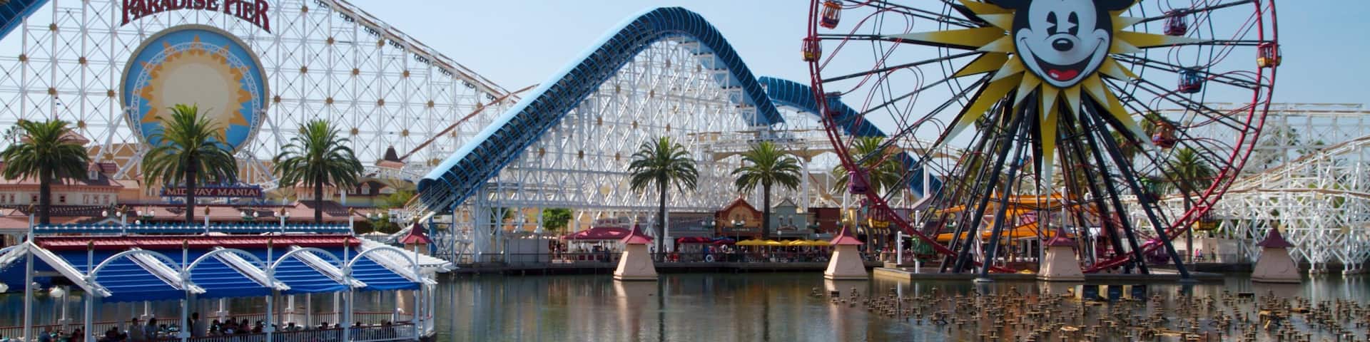 Disney California Adventure® Park showing rides and signage