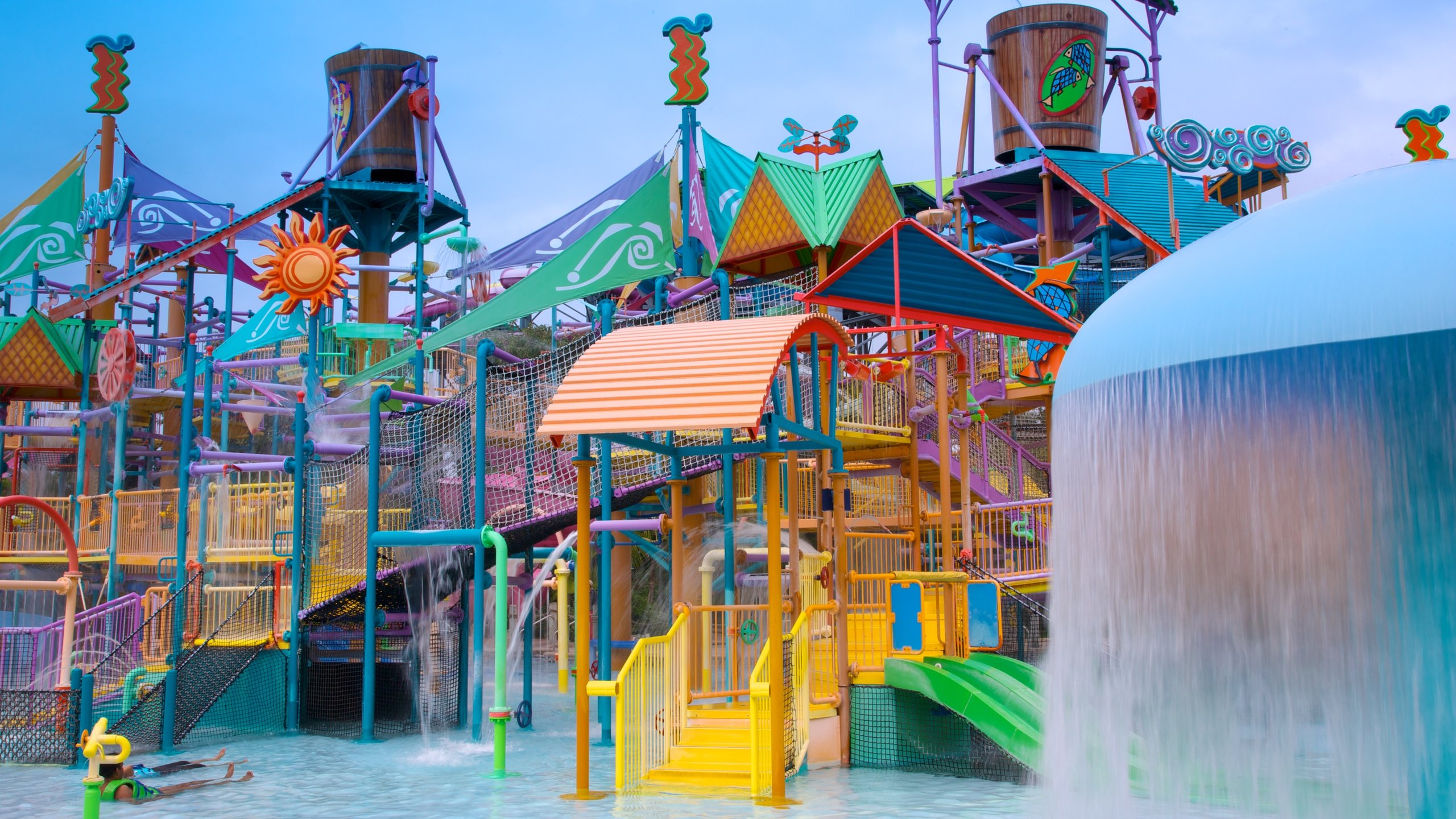 Aquatica showing rides and a water park