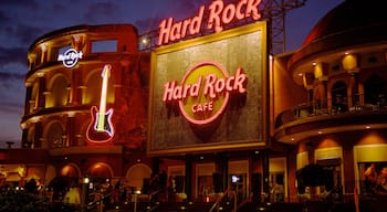 Universal Studios Orlando featuring signage, a city and night scenes