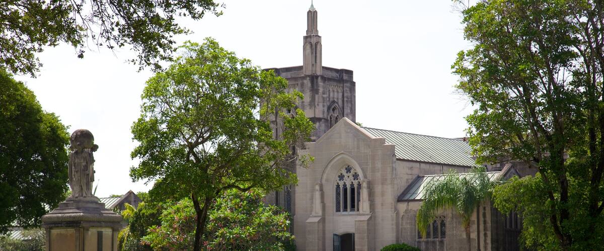 Little Havana showing a church or cathedral, heritage architecture and a park