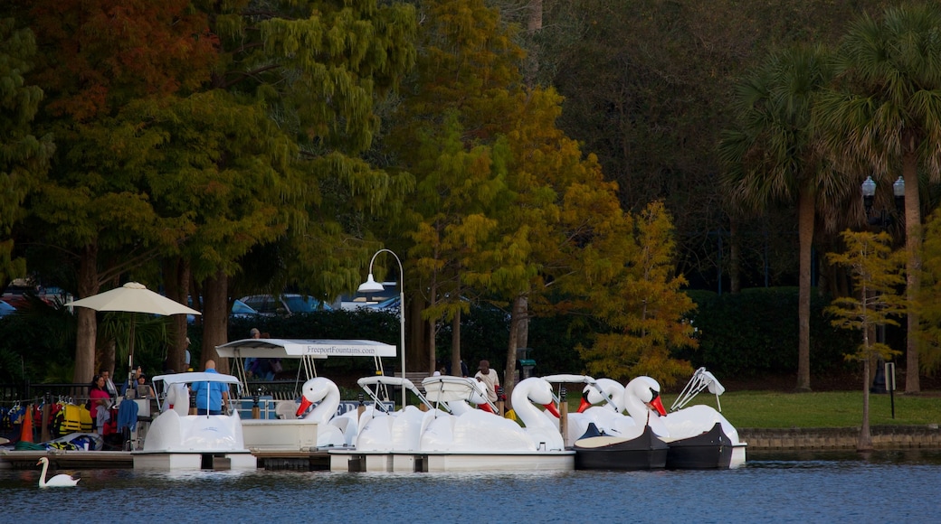 Lake Eola Park featuring a bay or harbour, forest scenes and landscape views