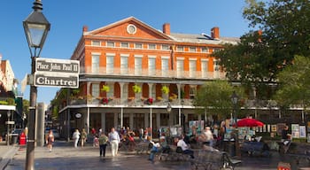 French Quarter som omfatter historiske bygningsværker, en by og gadeliv