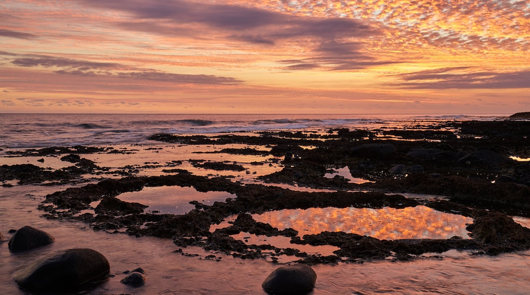 Tanna Island which includes rocky coastline, a sunset and general coastal views