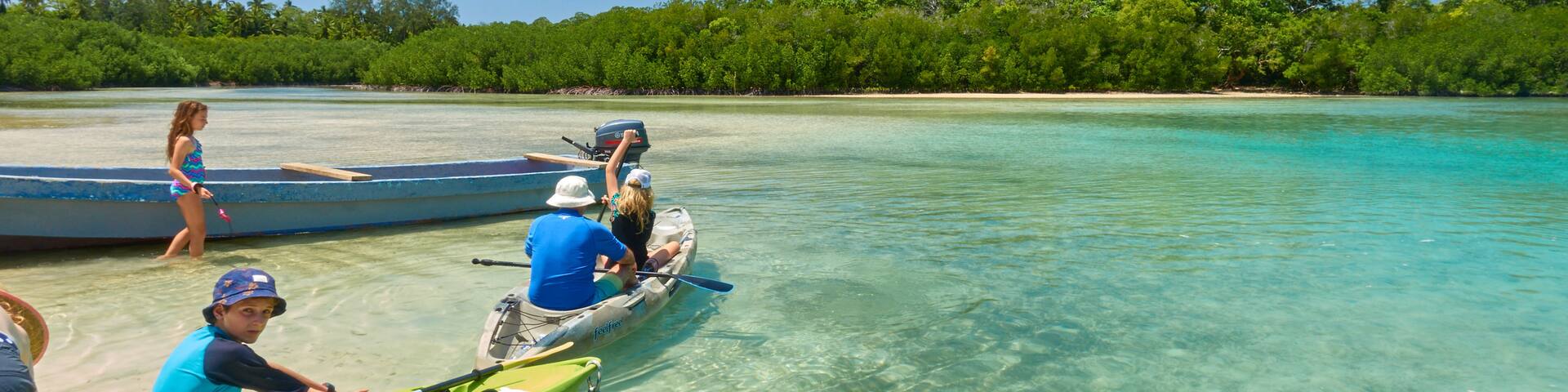Malo Island showing tropical scenes, kayaking or canoeing and general coastal views
