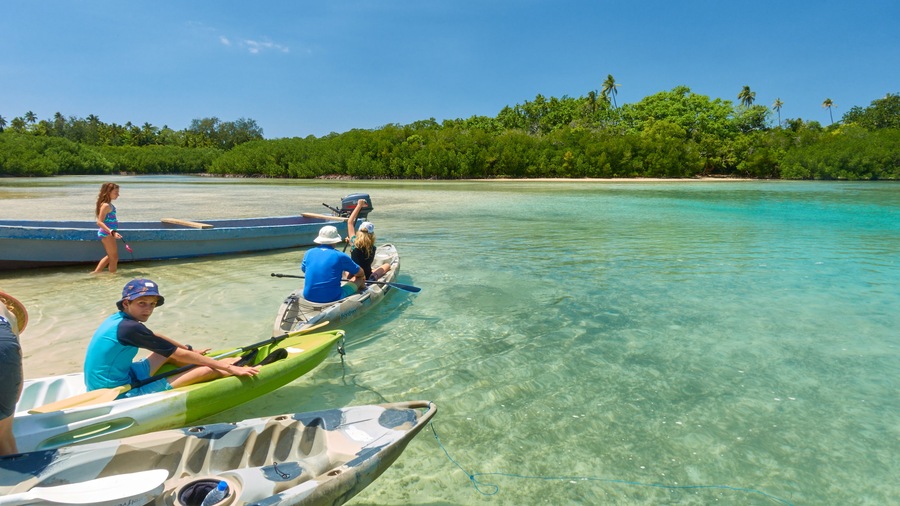 Malo Island featuring tropical scenes, general coastal views and kayaking or canoeing