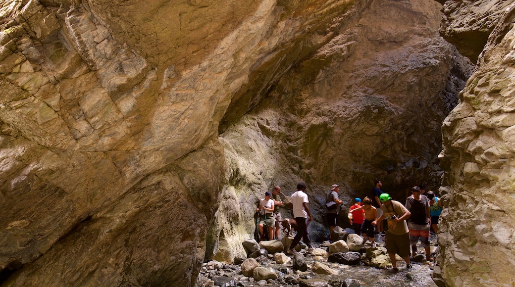 Cataratas de Zapata mostrando un barranco o cañón y también un pequeño grupo de personas