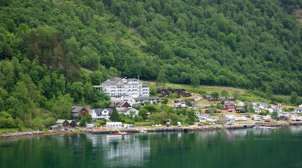 Geiranger featuring a small town or village and a river or creek
