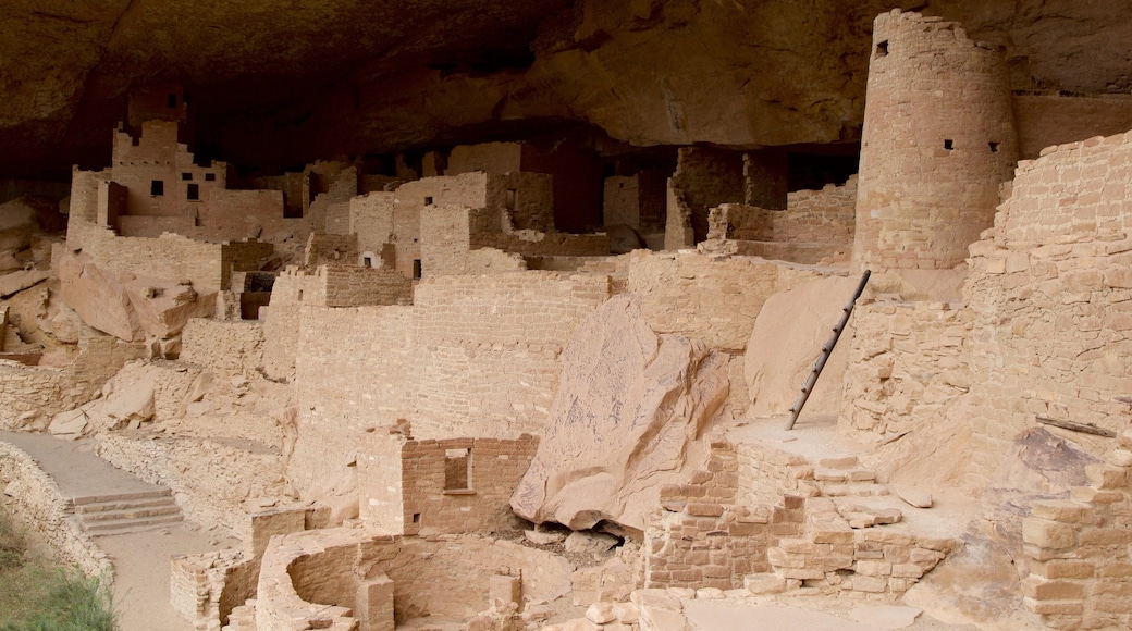 Acantilado Cliff Palace ofreciendo arquitectura patrimonial y ruinas de un edificio